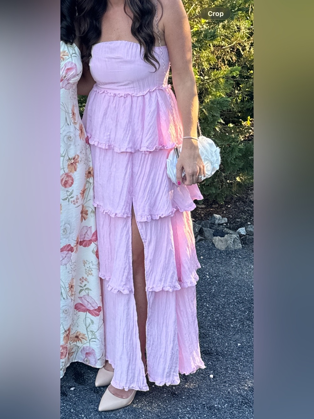 Vici Tiered Ruffle Strapless Maxi Dress in Light Pink